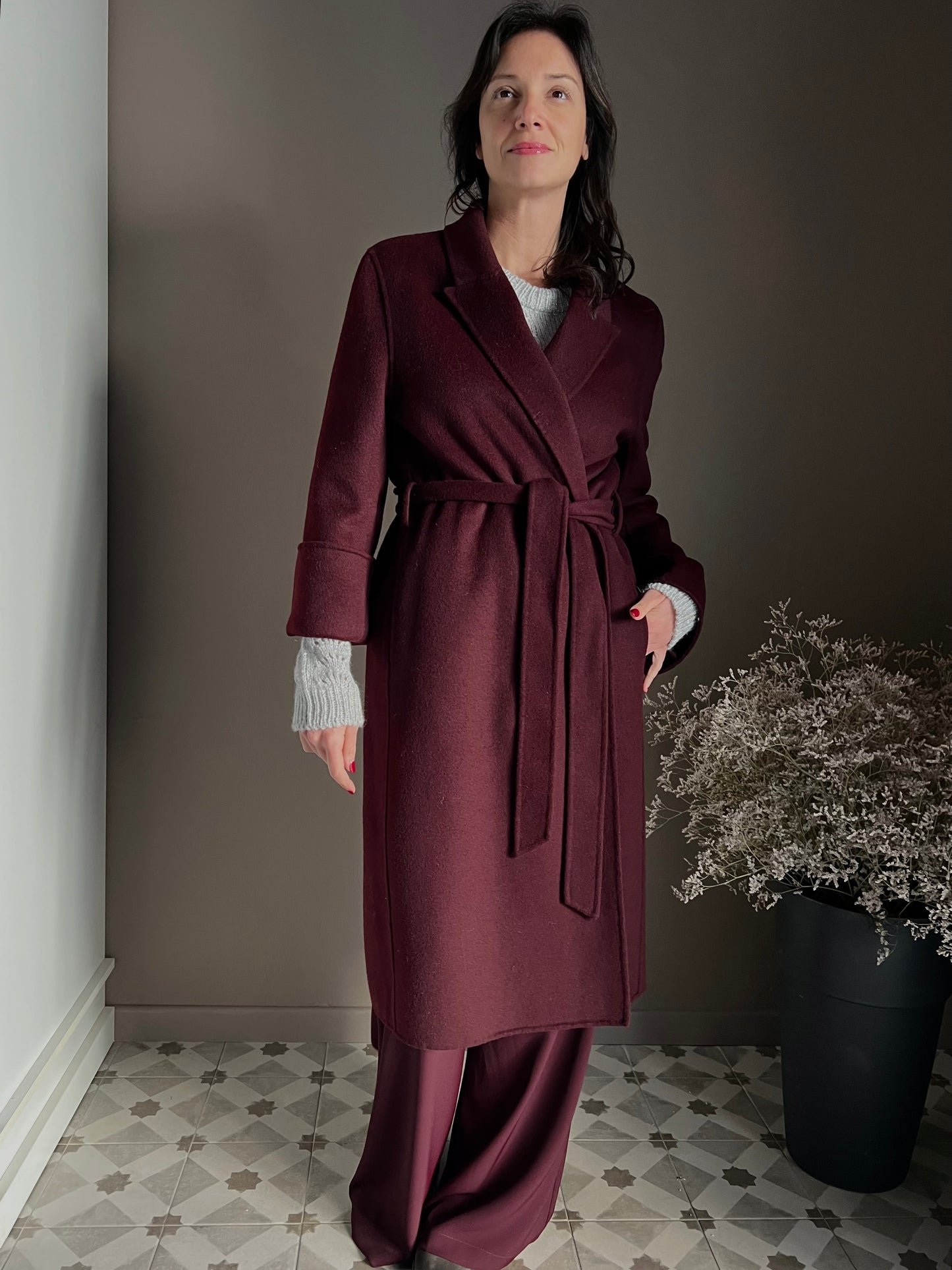 Cappotto a vestaglia in pura lana