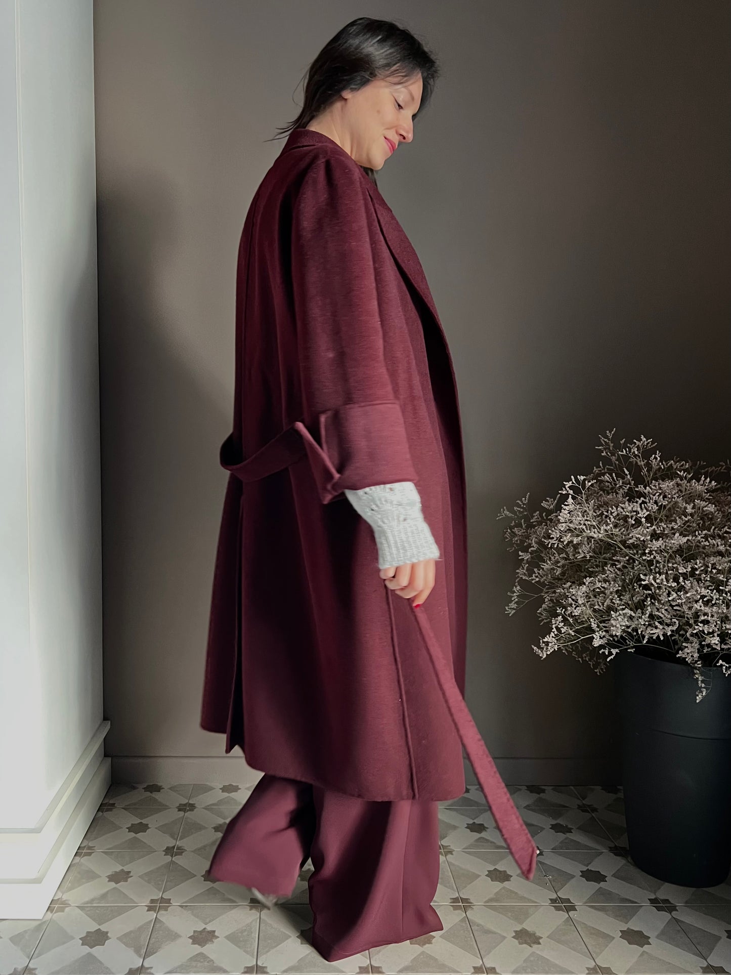 Cappotto a vestaglia in pura lana