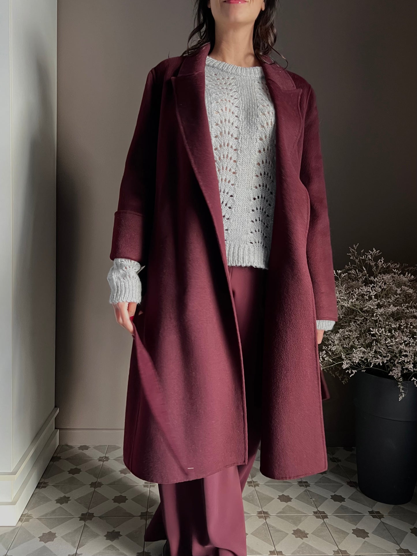 Cappotto a vestaglia in pura lana