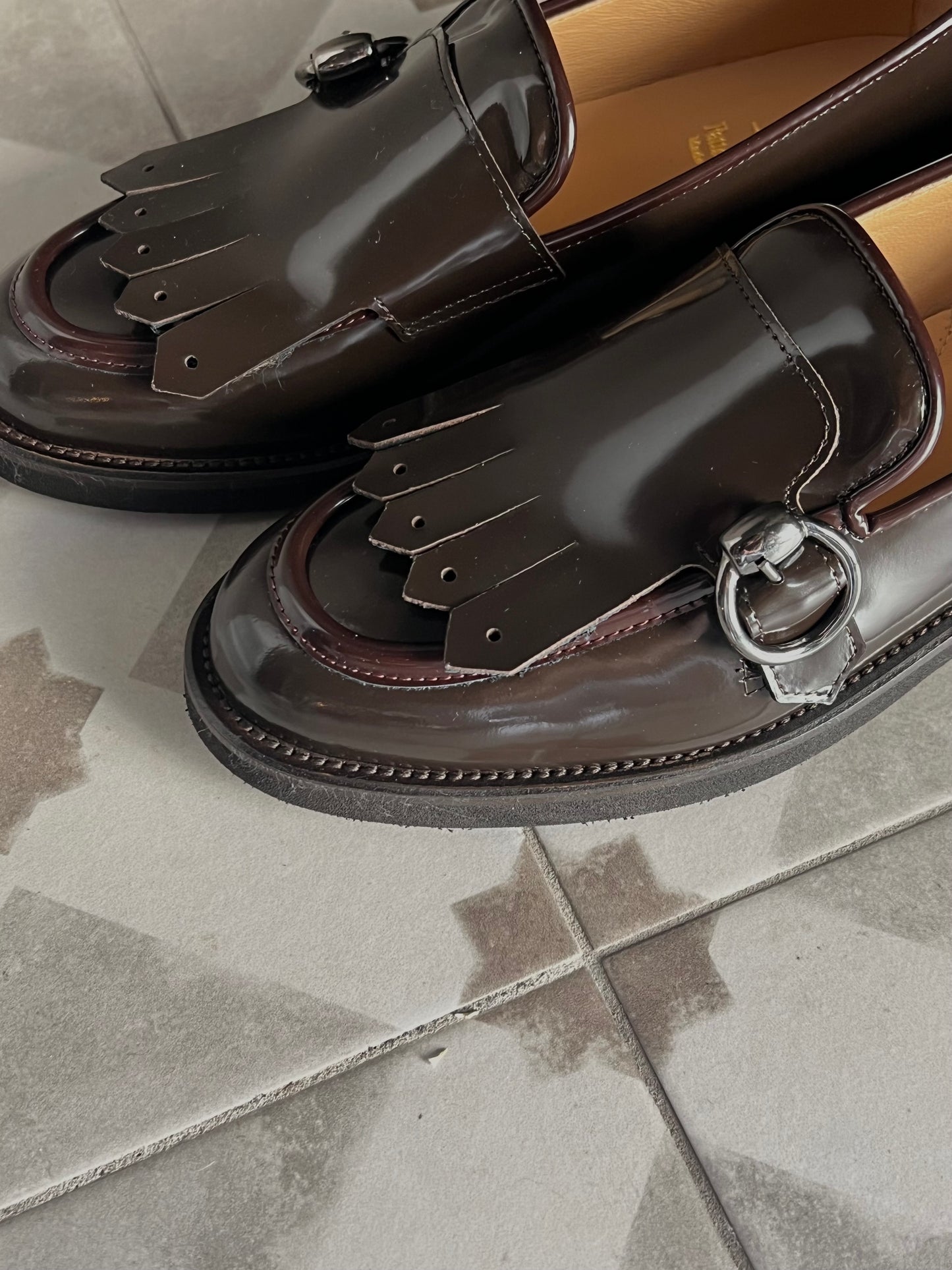 Mocassino in pelle con frangia Cioccolato