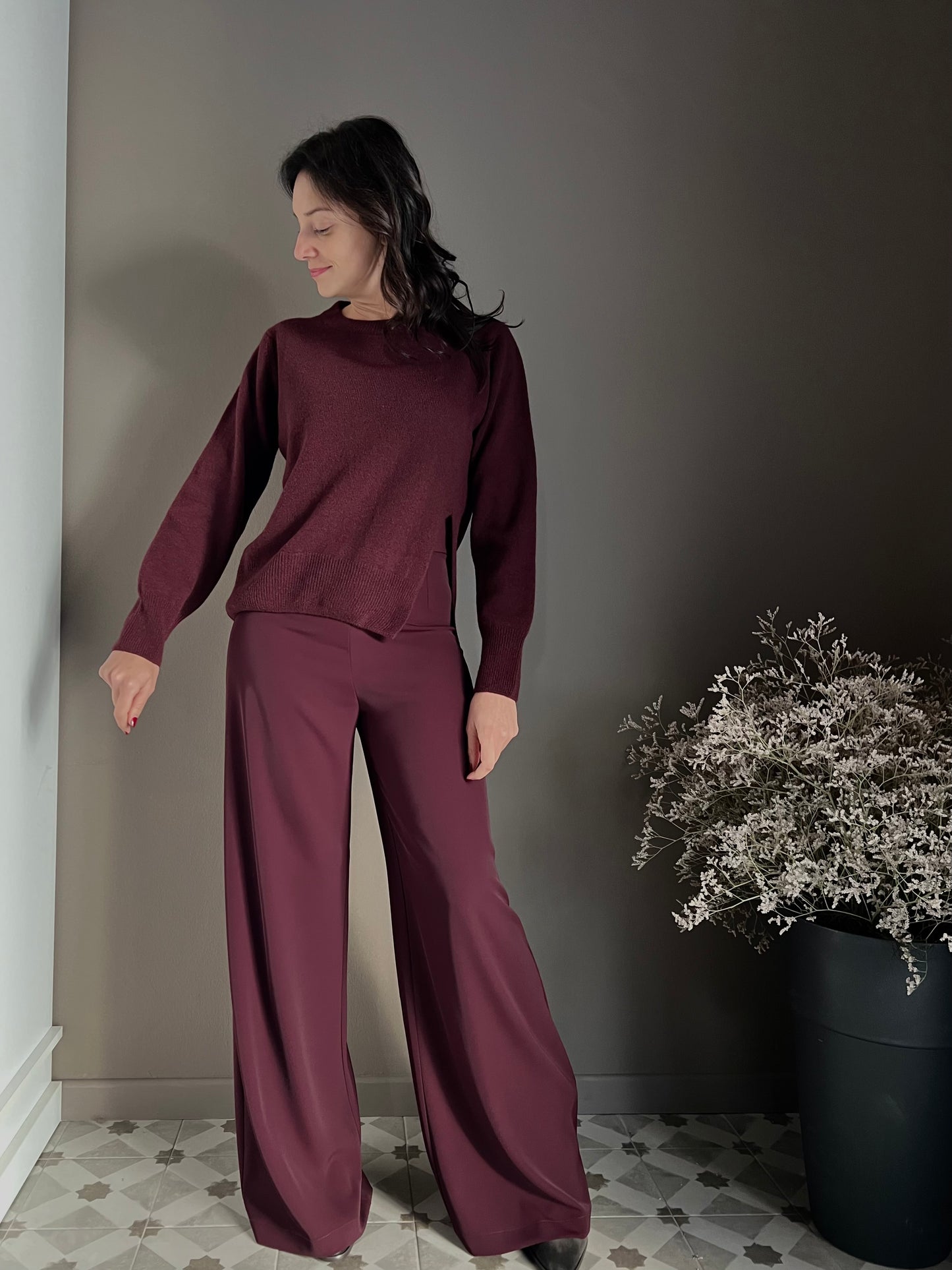 Maglia girocollo in lana merinos