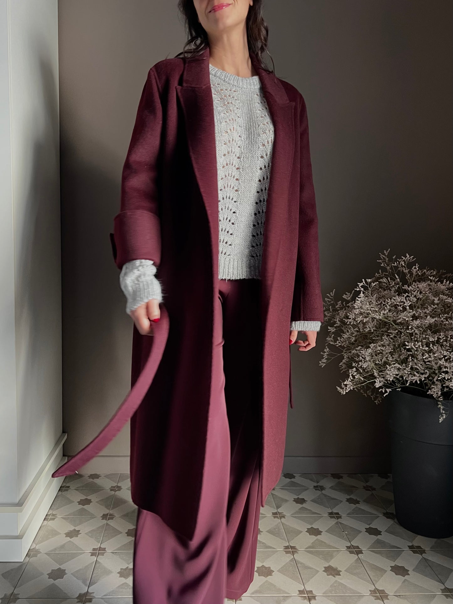 Cappotto a vestaglia in pura lana