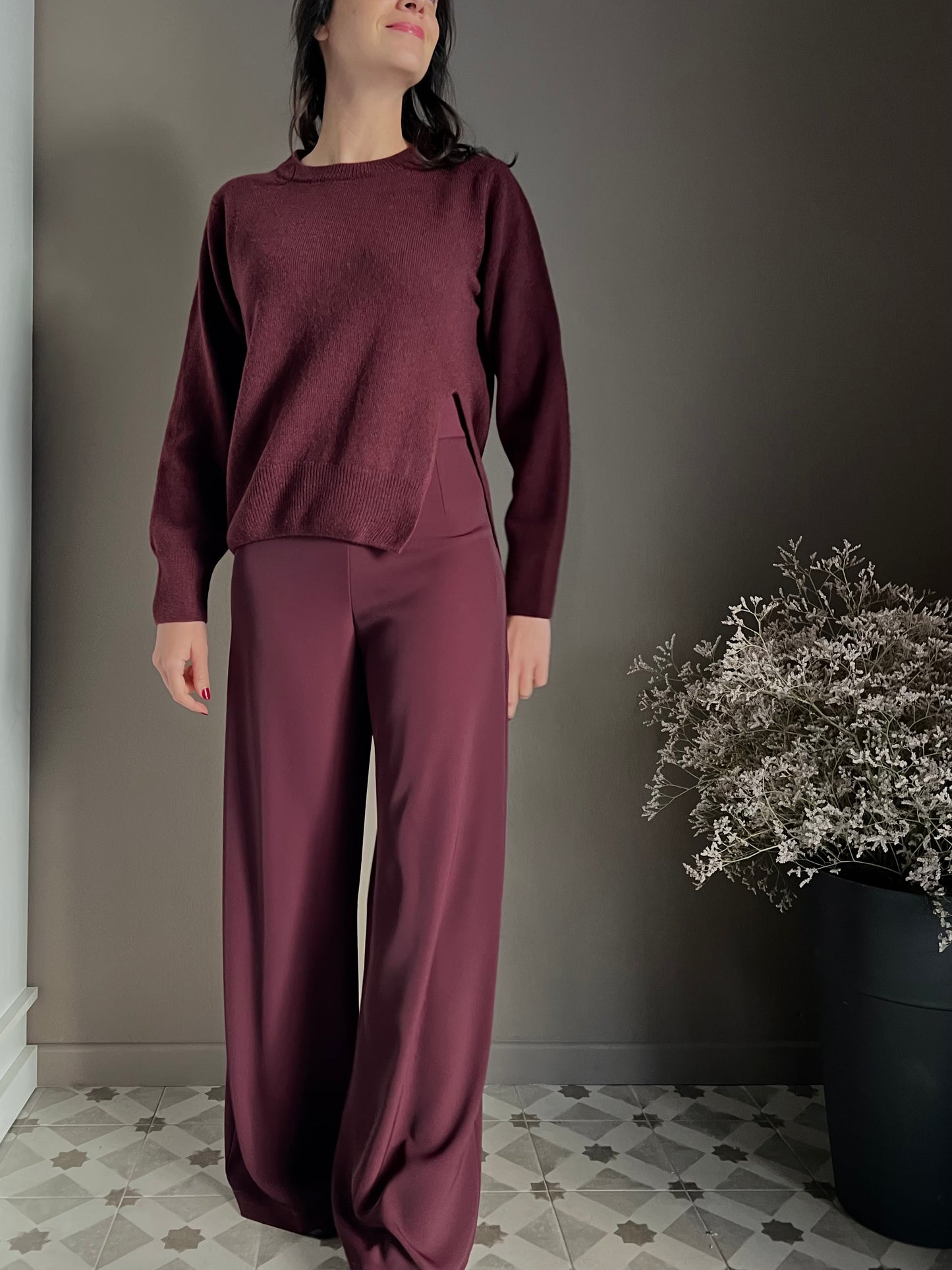 Maglia girocollo in lana merinos