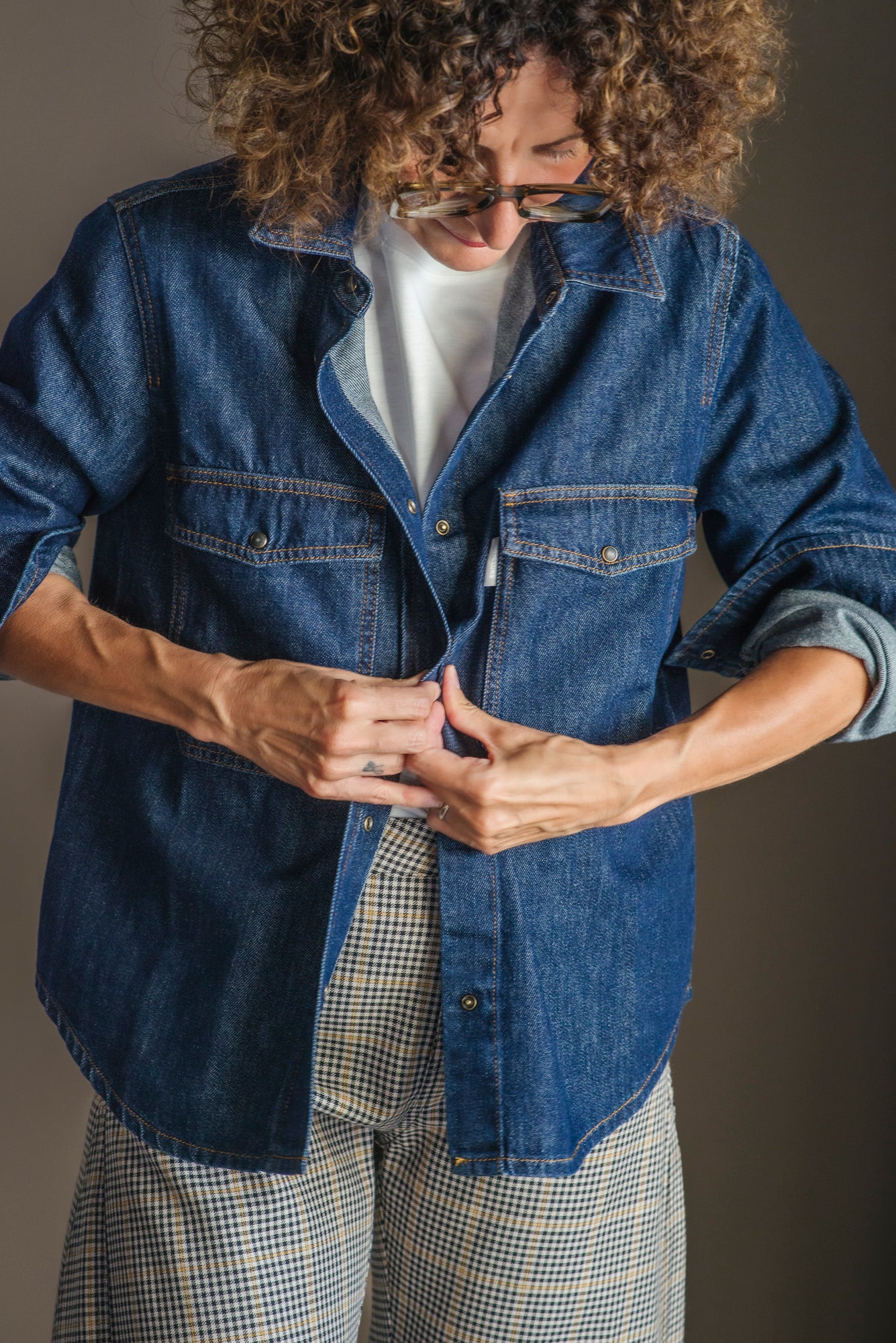 Camicia in denim soft touch