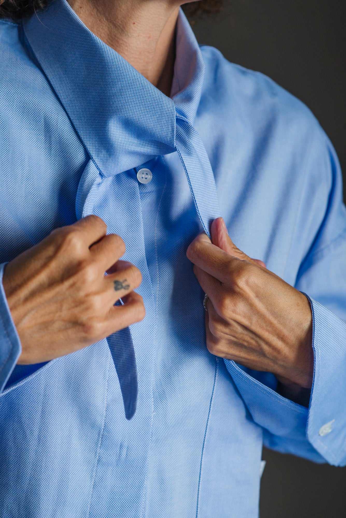 Camicia in cotone Oxford con collo scultoreo