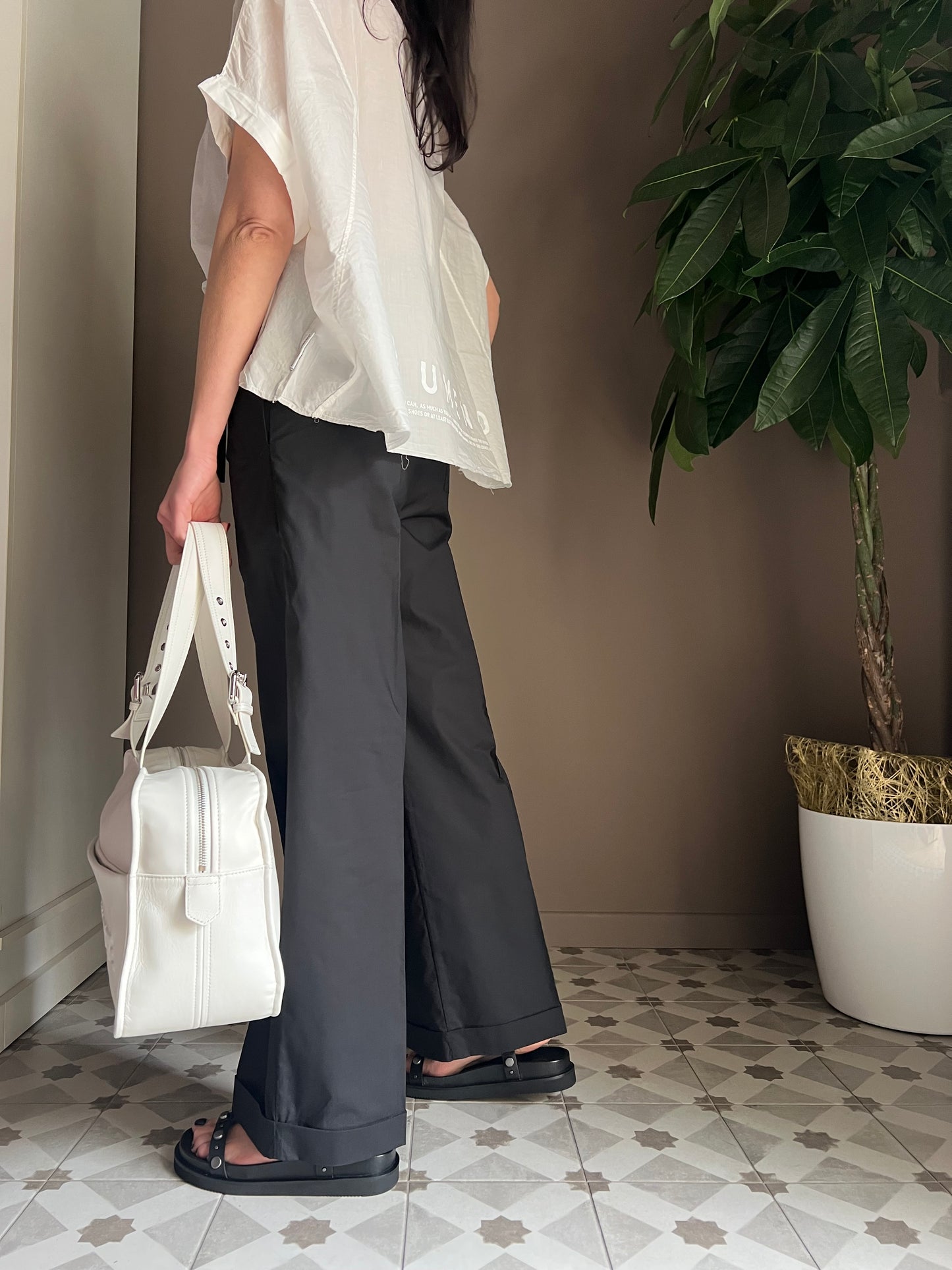 Pantalone in cotone nero Solo Tre