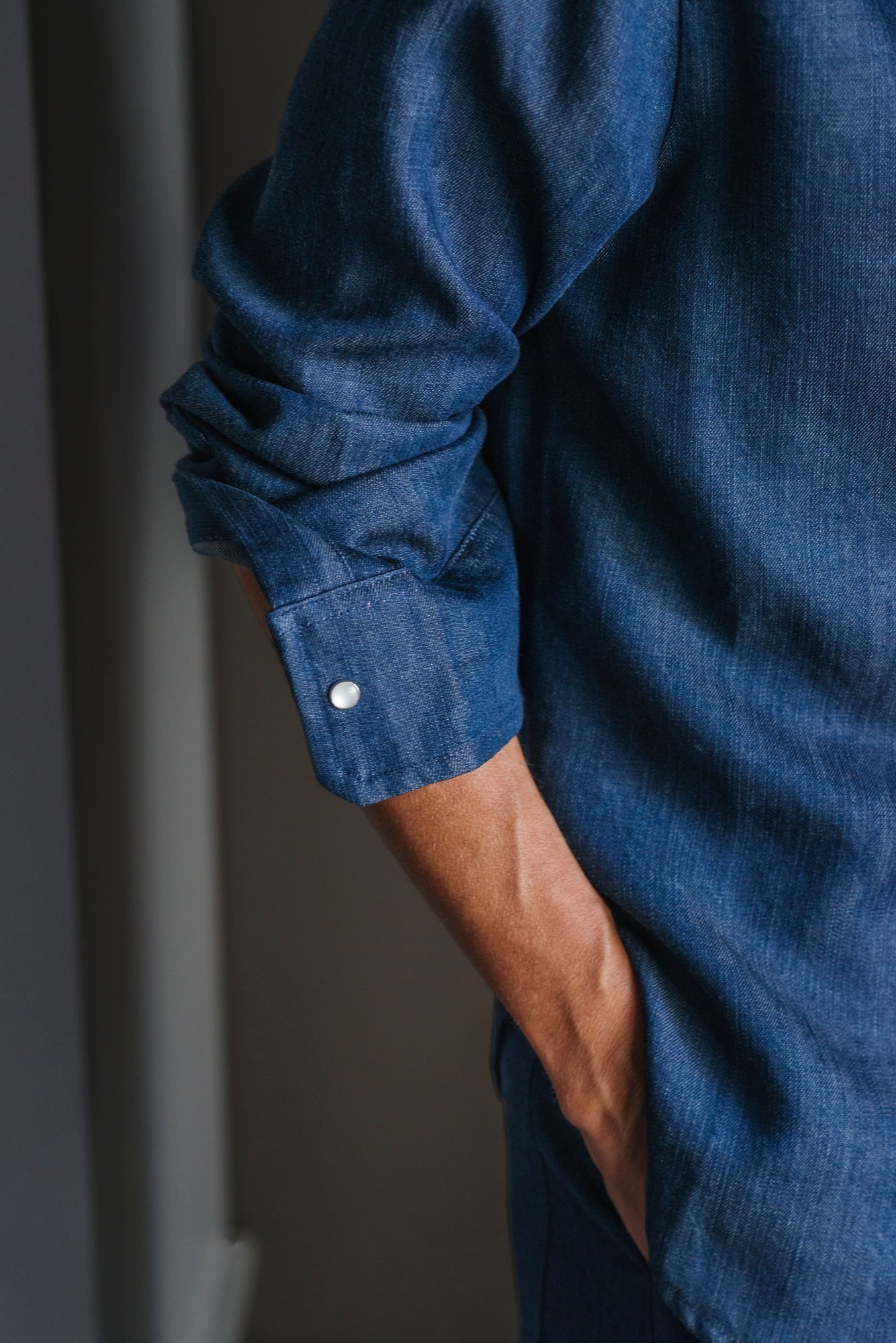 Camicia in denim con rouches