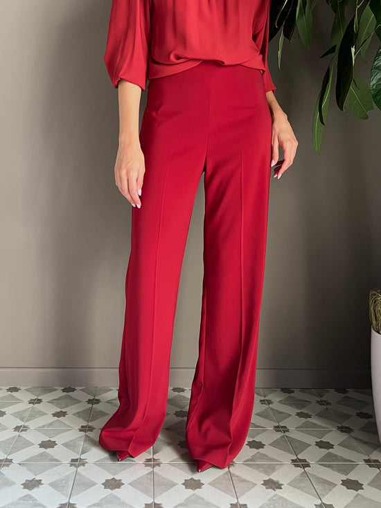 Pantalone in crepe fluido velvet red