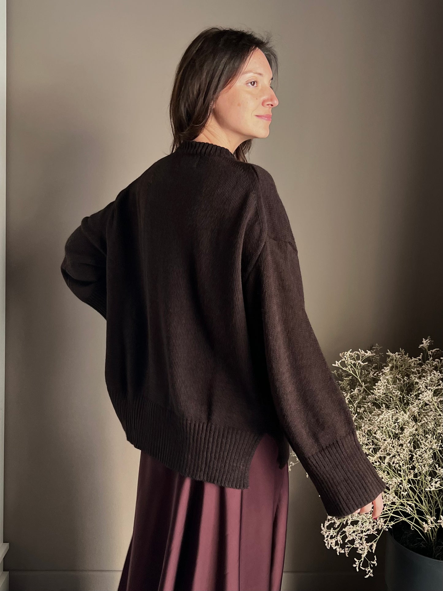 Maglia oversize girocollo Fondente