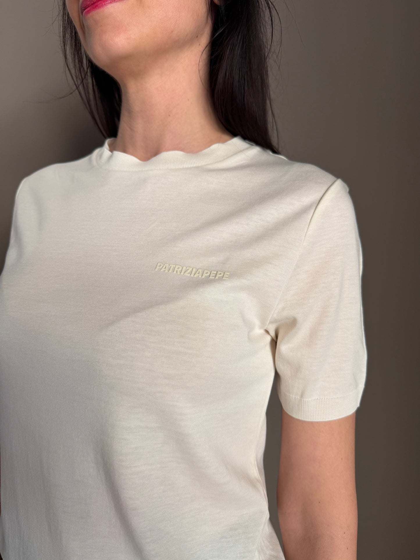T-shirt in filo Pearl Ivory