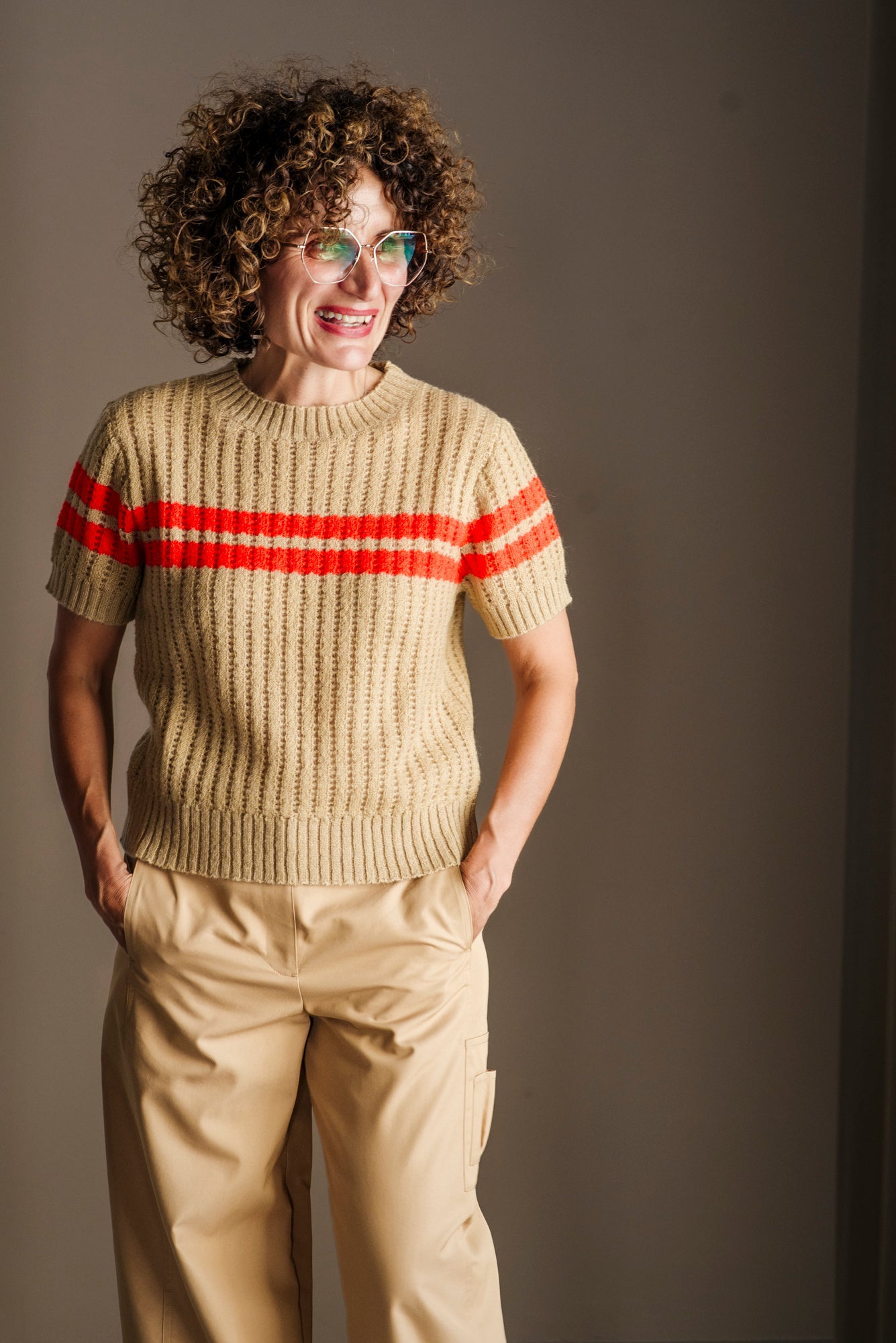 Maglia a coste beige Orange