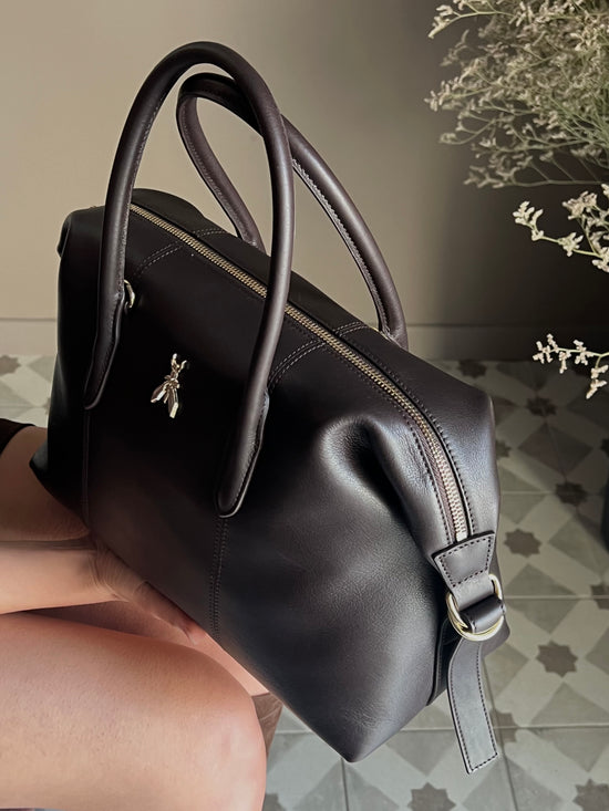 Borsa Bauletto  letto in pelle marrone