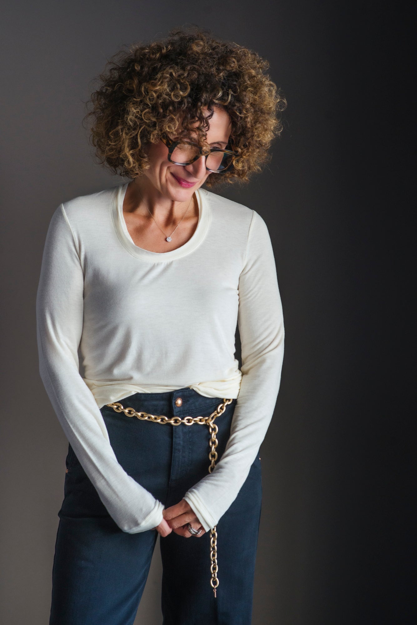 Girocollo soft touch in cashmere e viscosa -burro