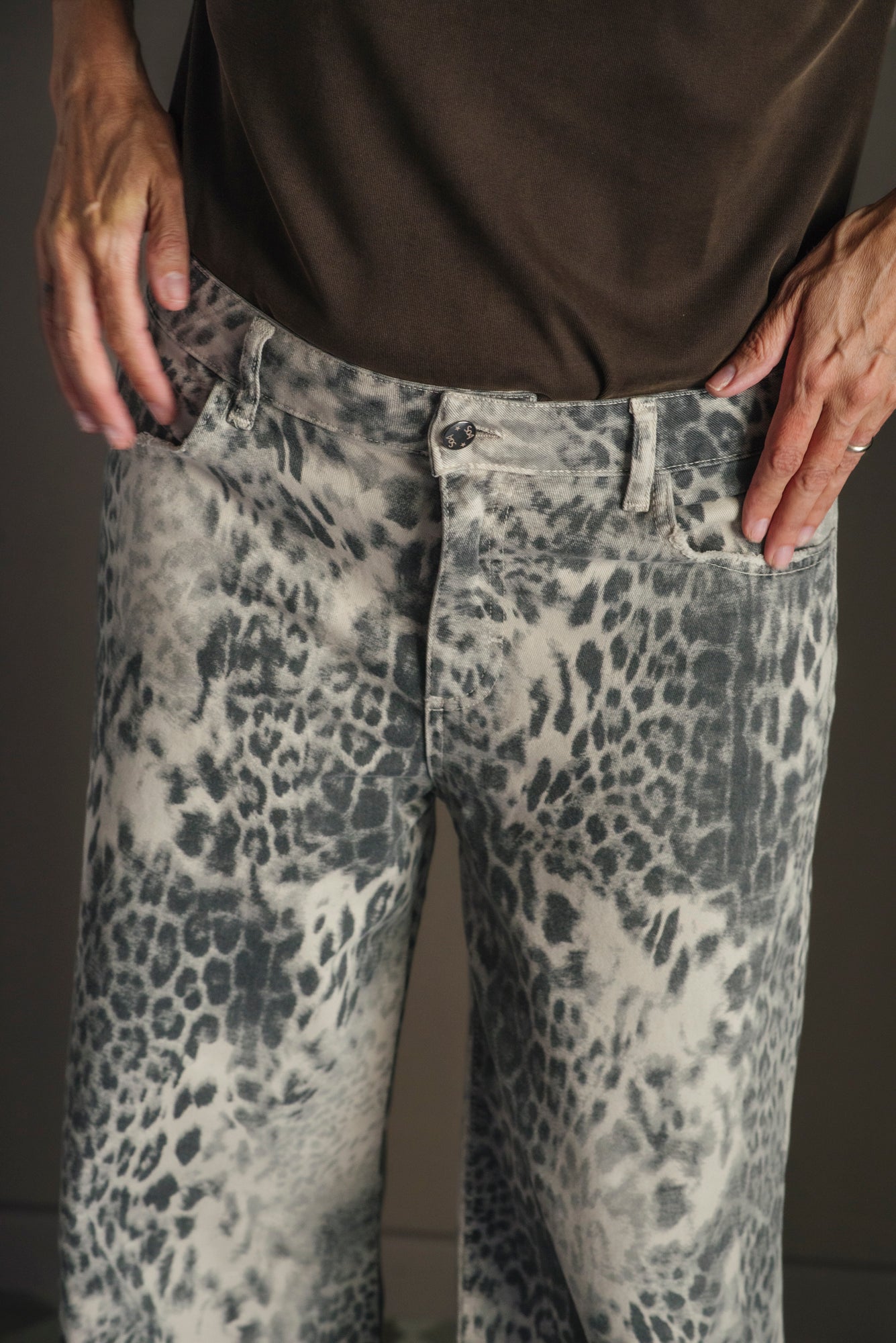 Pantalone denim stampa Leo