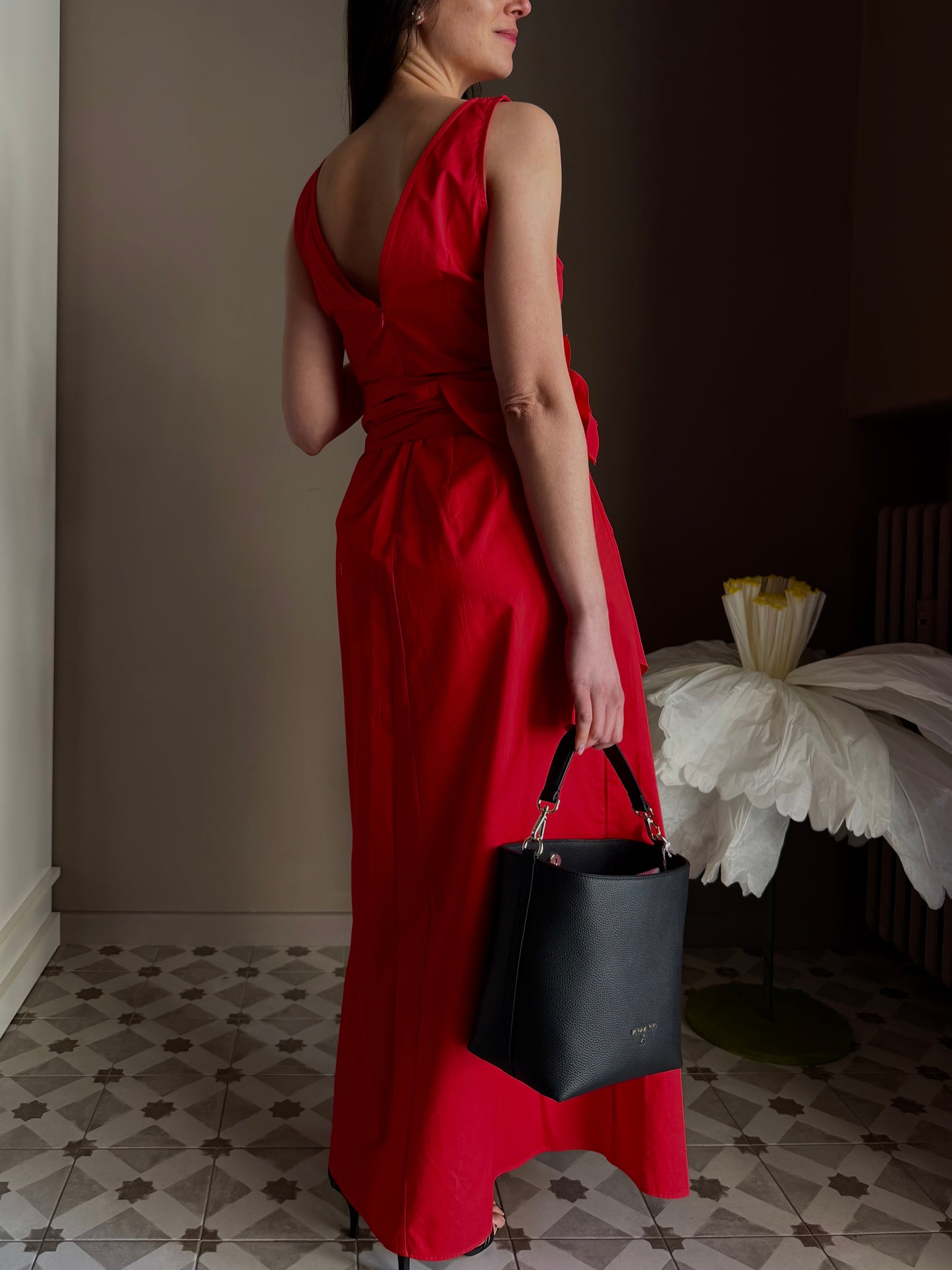 Abito Lungo Nenette in Cotone Rosso
