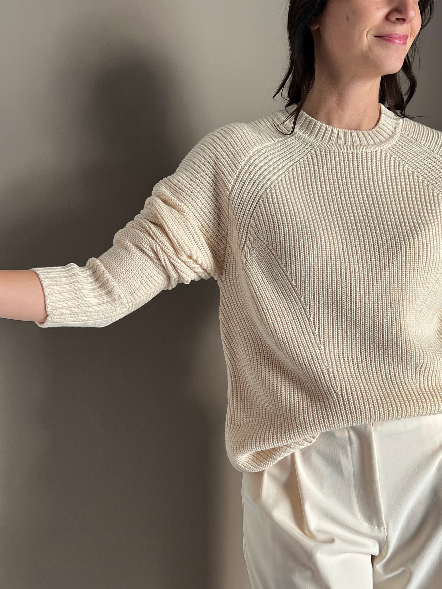 Maglia girocollo in misto lana Wooly White