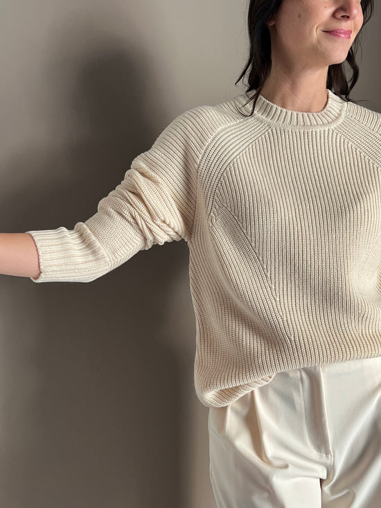 Maglia girocollo in misto lana Wooly White