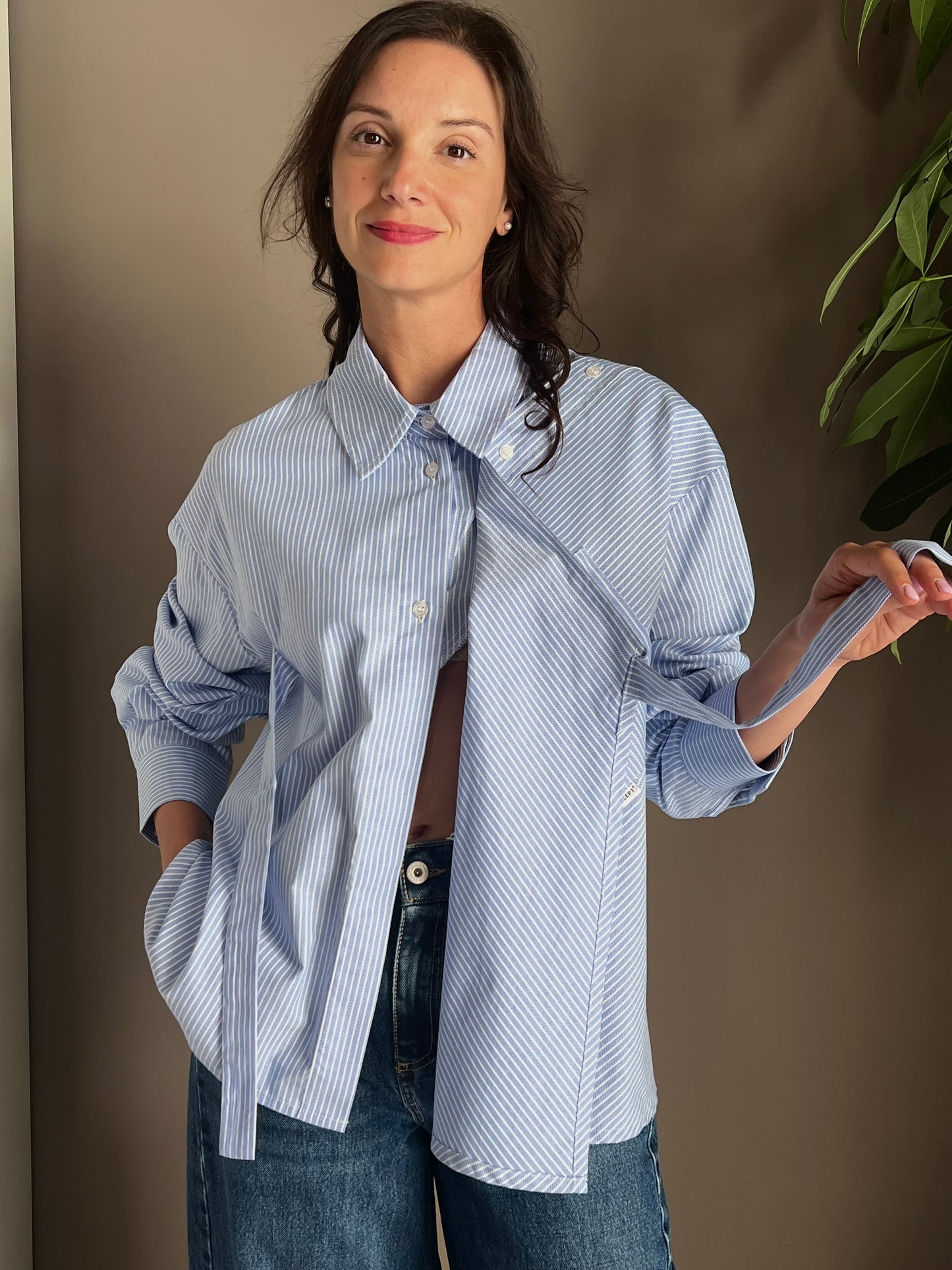 Camicia in cotone asimmetrico