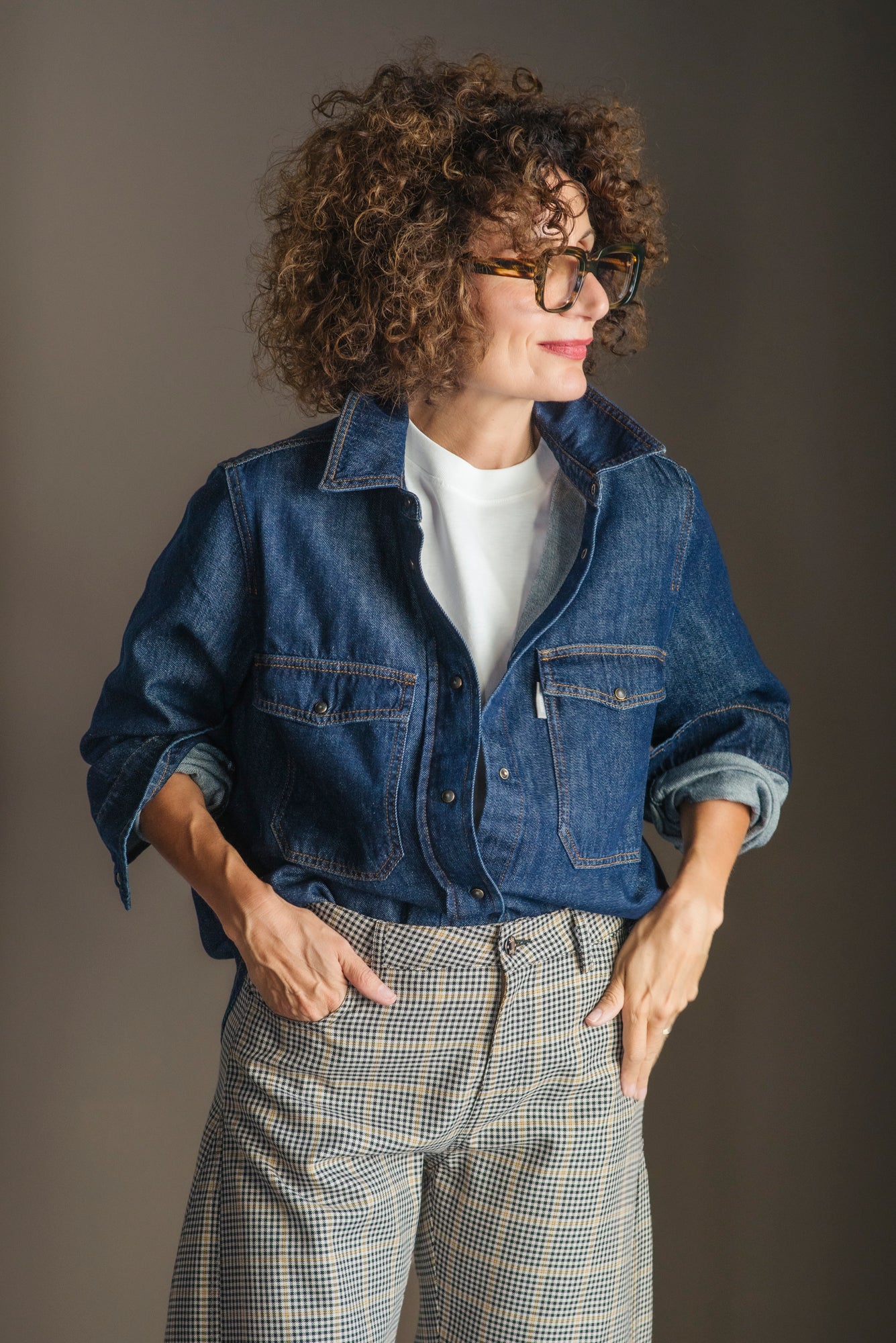 Camicia in denim soft touch