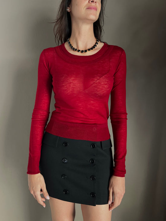 Maglia ultra fine in lana con scollo a barca