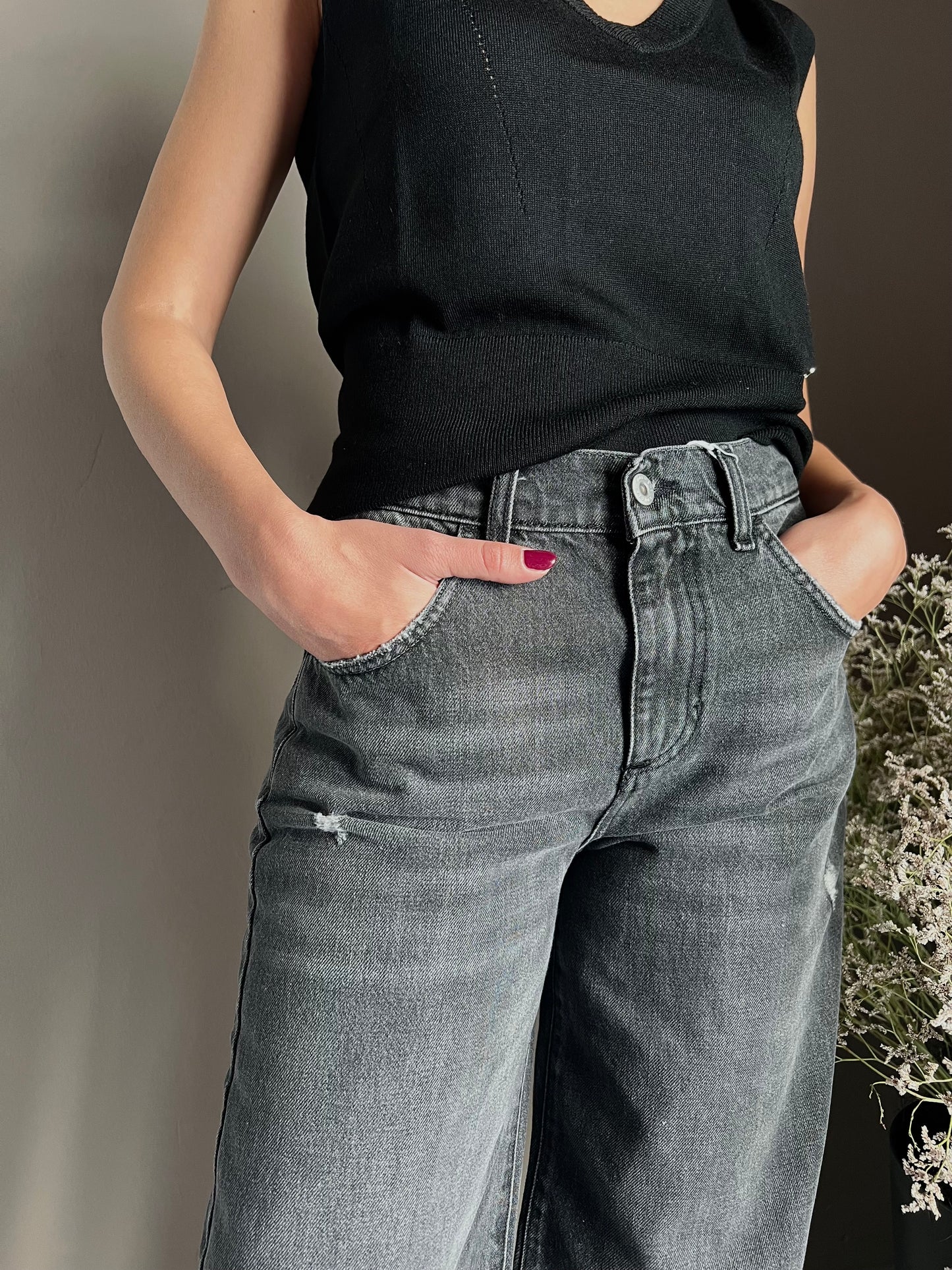 Pantalone denim Noumeno Concept gamba larga