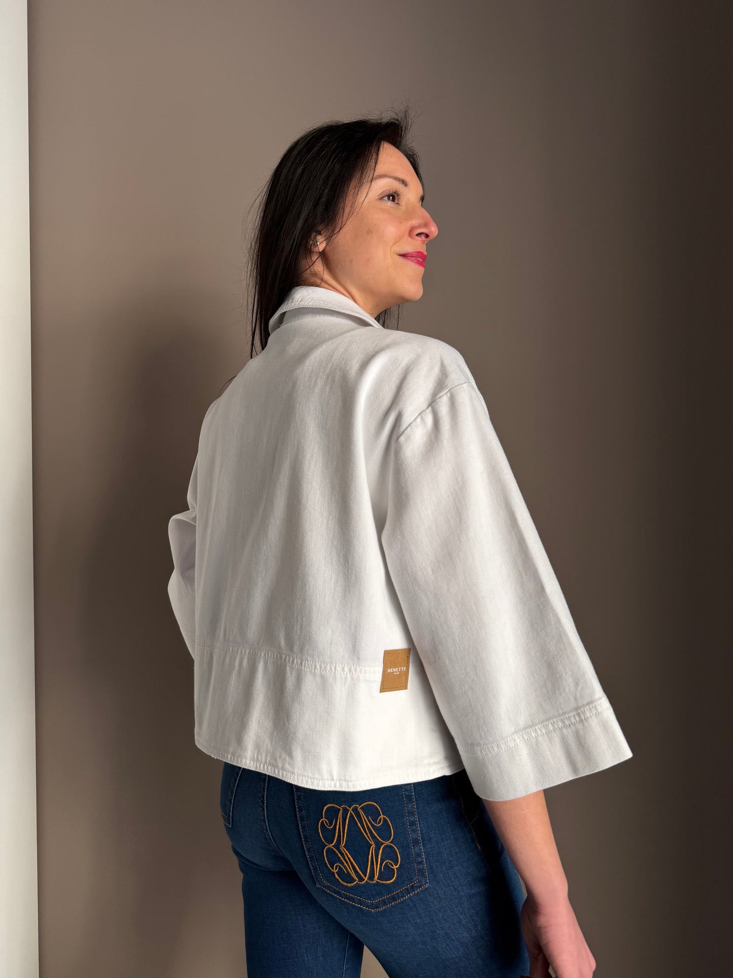 Giacca in denim con dettagli gold