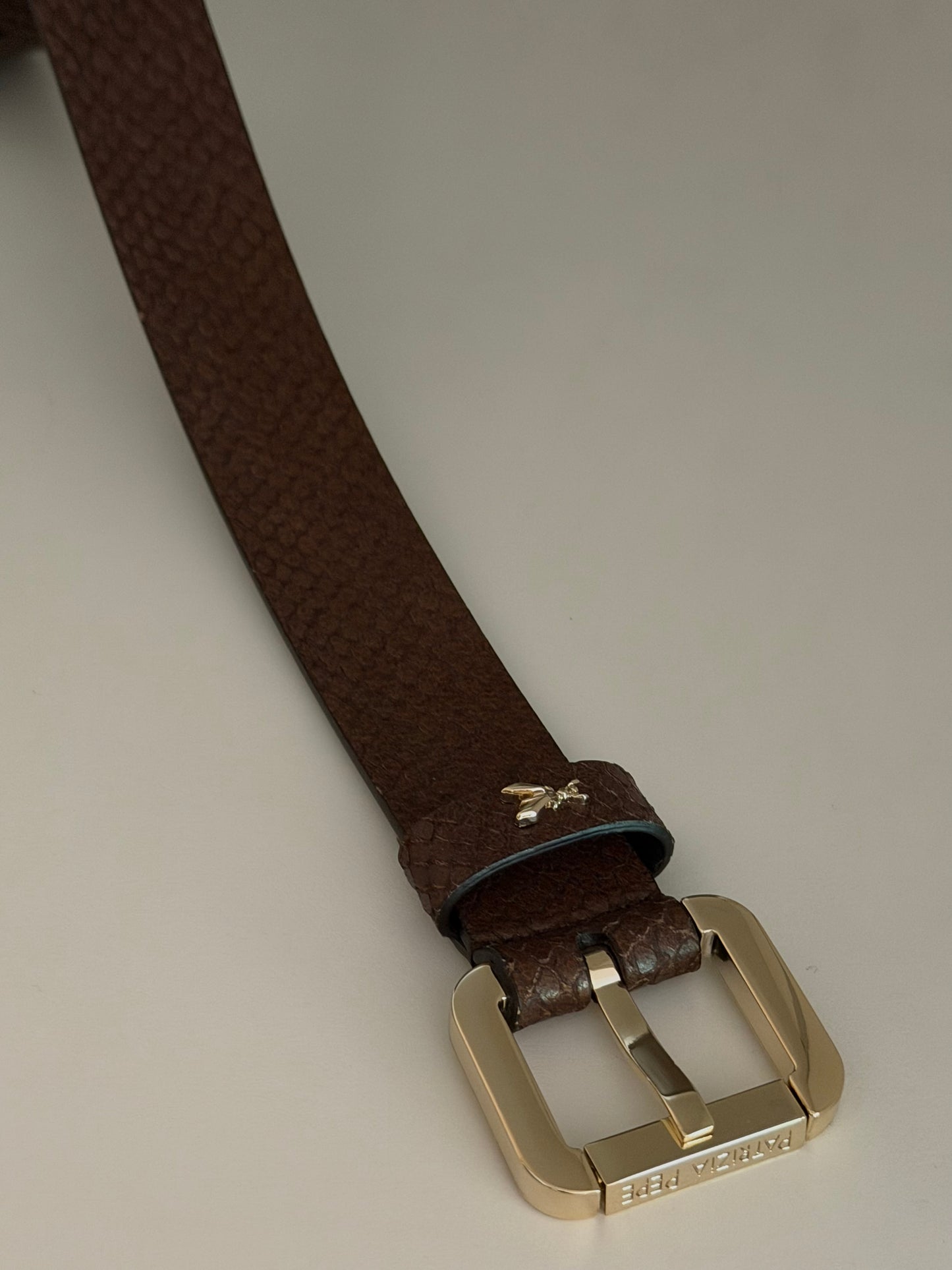 Cintura in pelle stampata Wood Brown