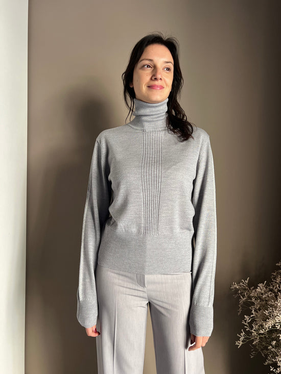 Maglia collo alto in 100% lana Mistery Grey