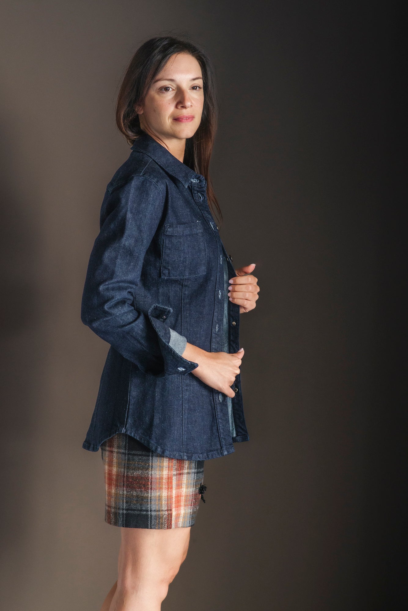 Camicia in Denim Stretch con Fly Gioiello