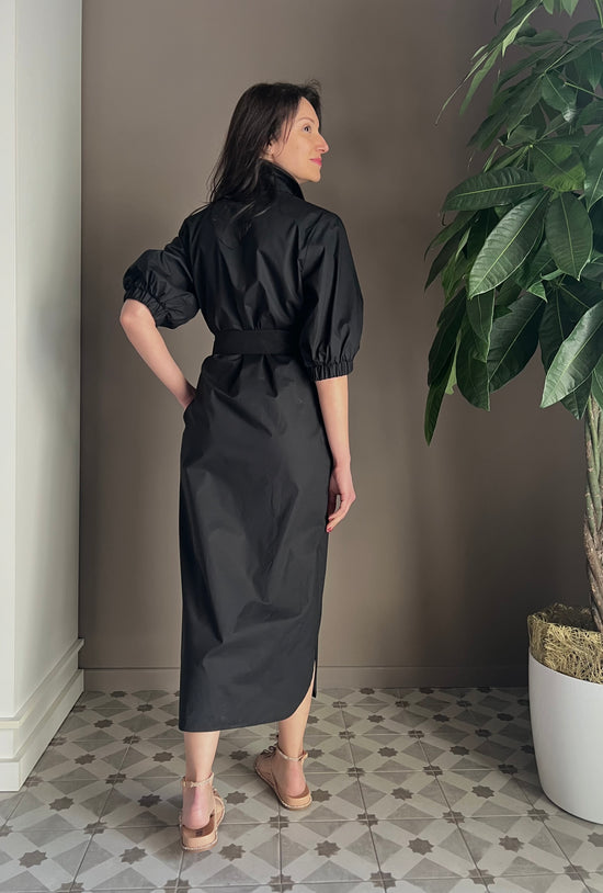 Abito chemisier in cotone nero