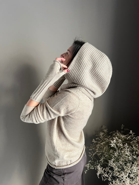 Cappuccio/Balaclava beige in cashmere