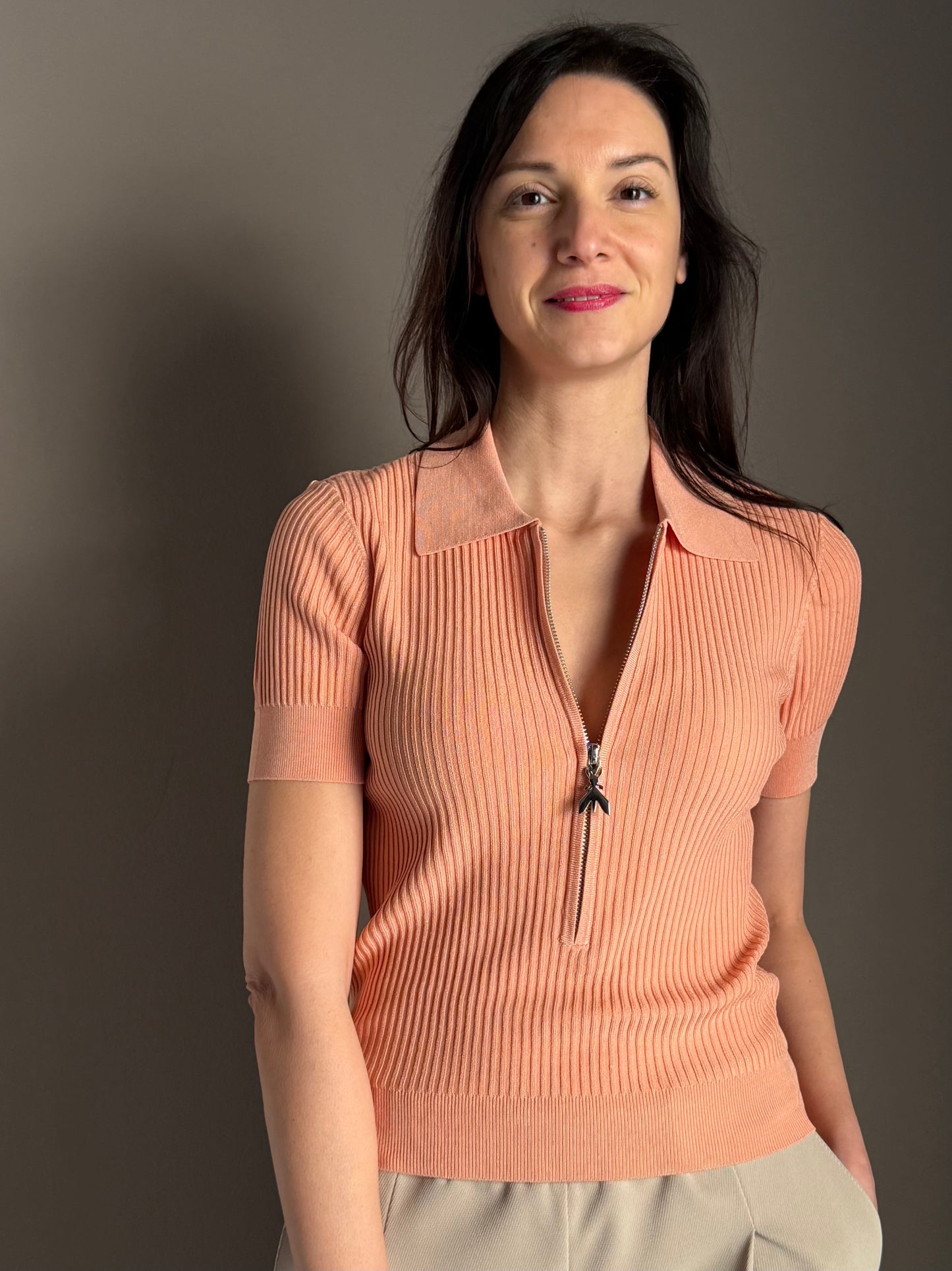 Polo in maglia a costine