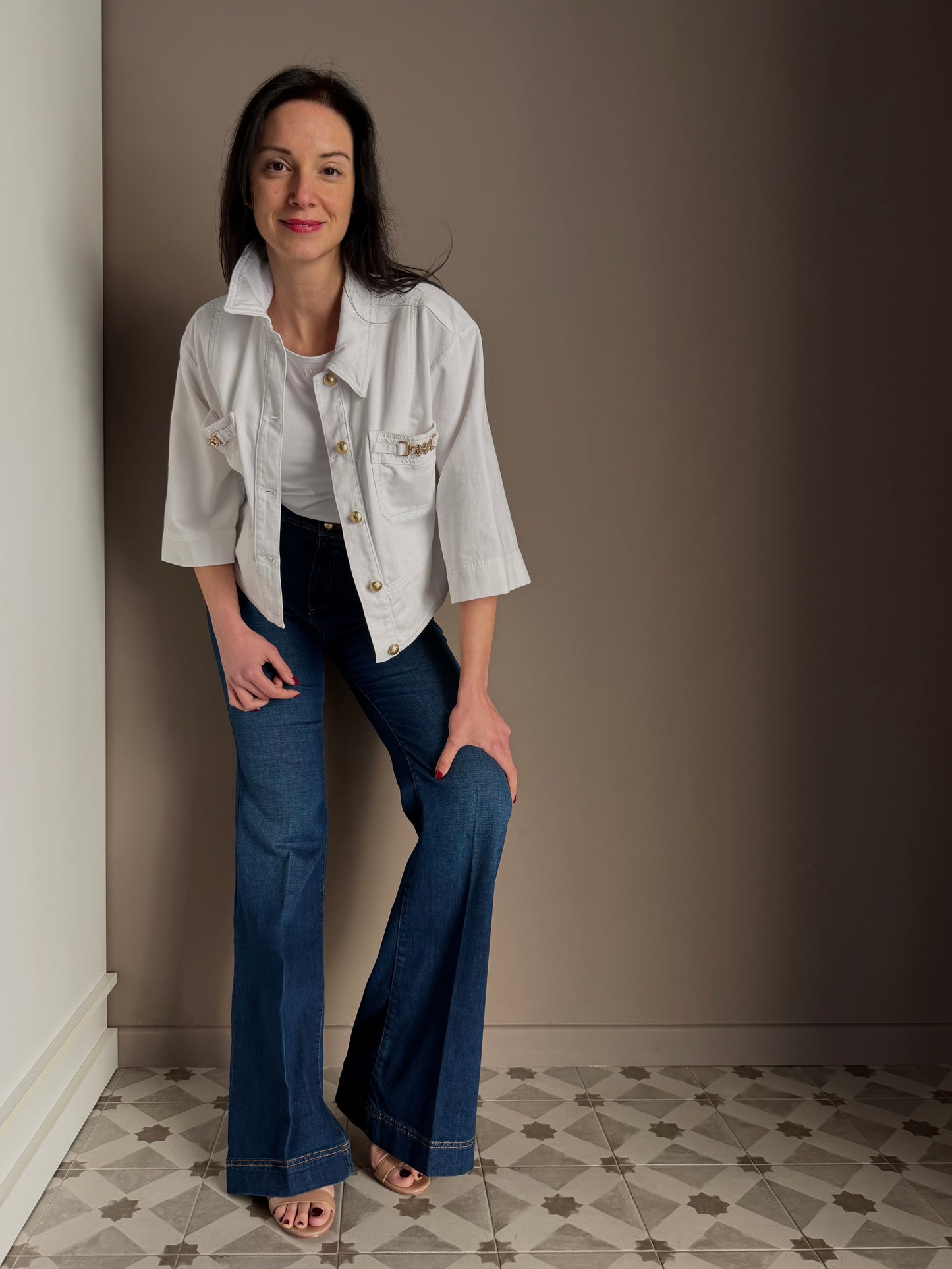 Giacca in denim con dettagli gold