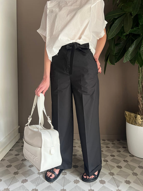 Pantalone in cotone nero Solo Tre