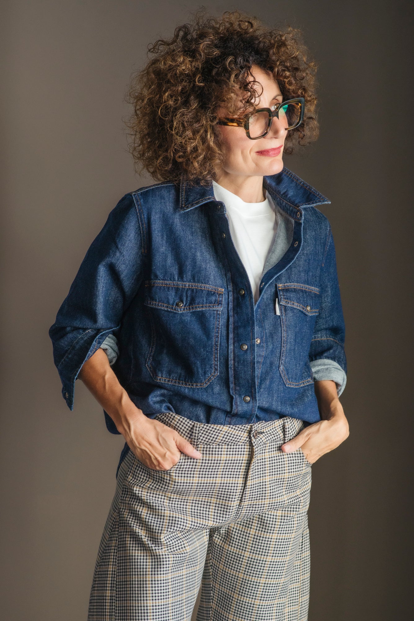 Camicia in denim soft touch