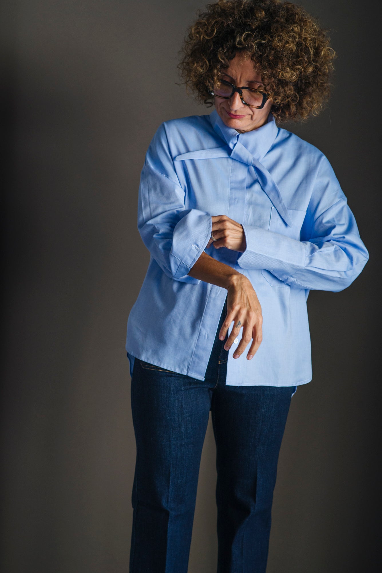 Camicia in cotone Oxford con collo scultoreo