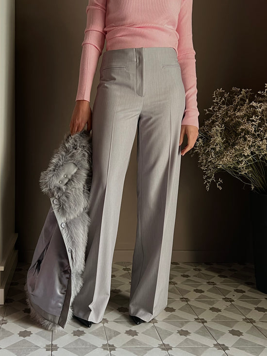 Pantalone elegante a palazzo “Essential” Gray melange