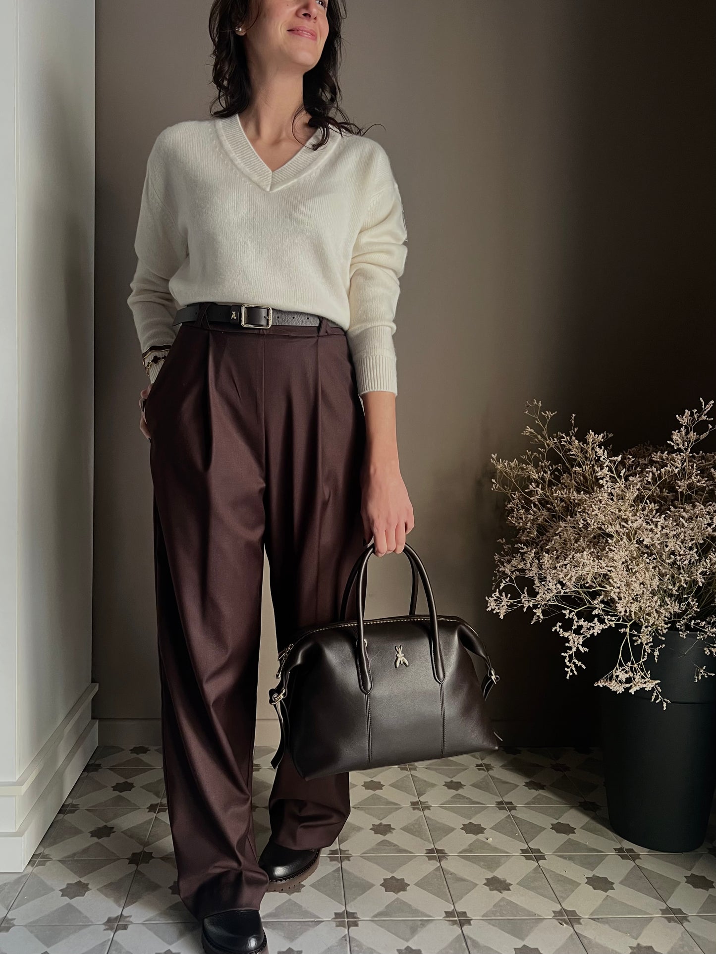 Pantalone a palazzo city chic fondente