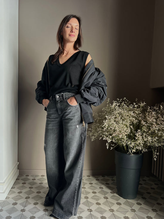 Pantalone denim Noumeno Concept gamba larga