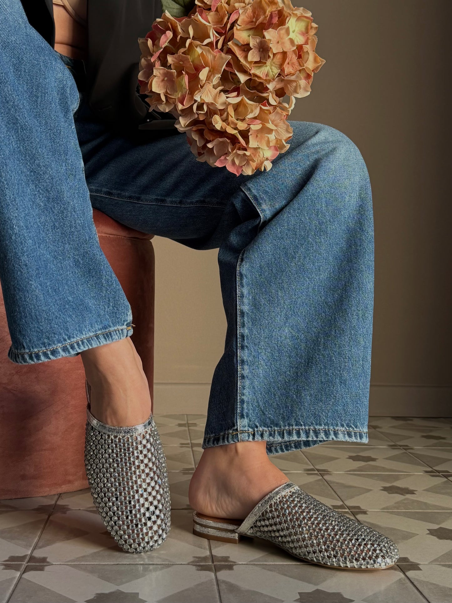 Mules flat in rete metallica