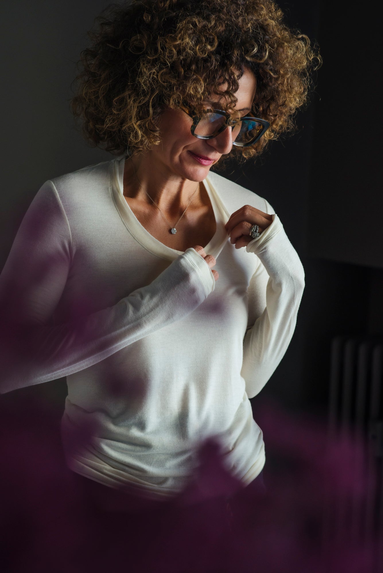 Girocollo soft touch in cashmere e viscosa -burro