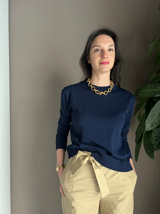 Maglia in viscosa manica lunga blu