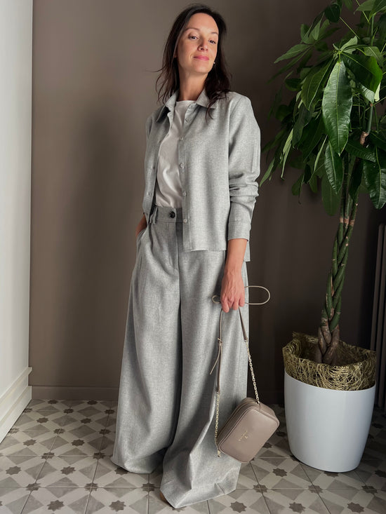 Camicia in flanella grigio perla