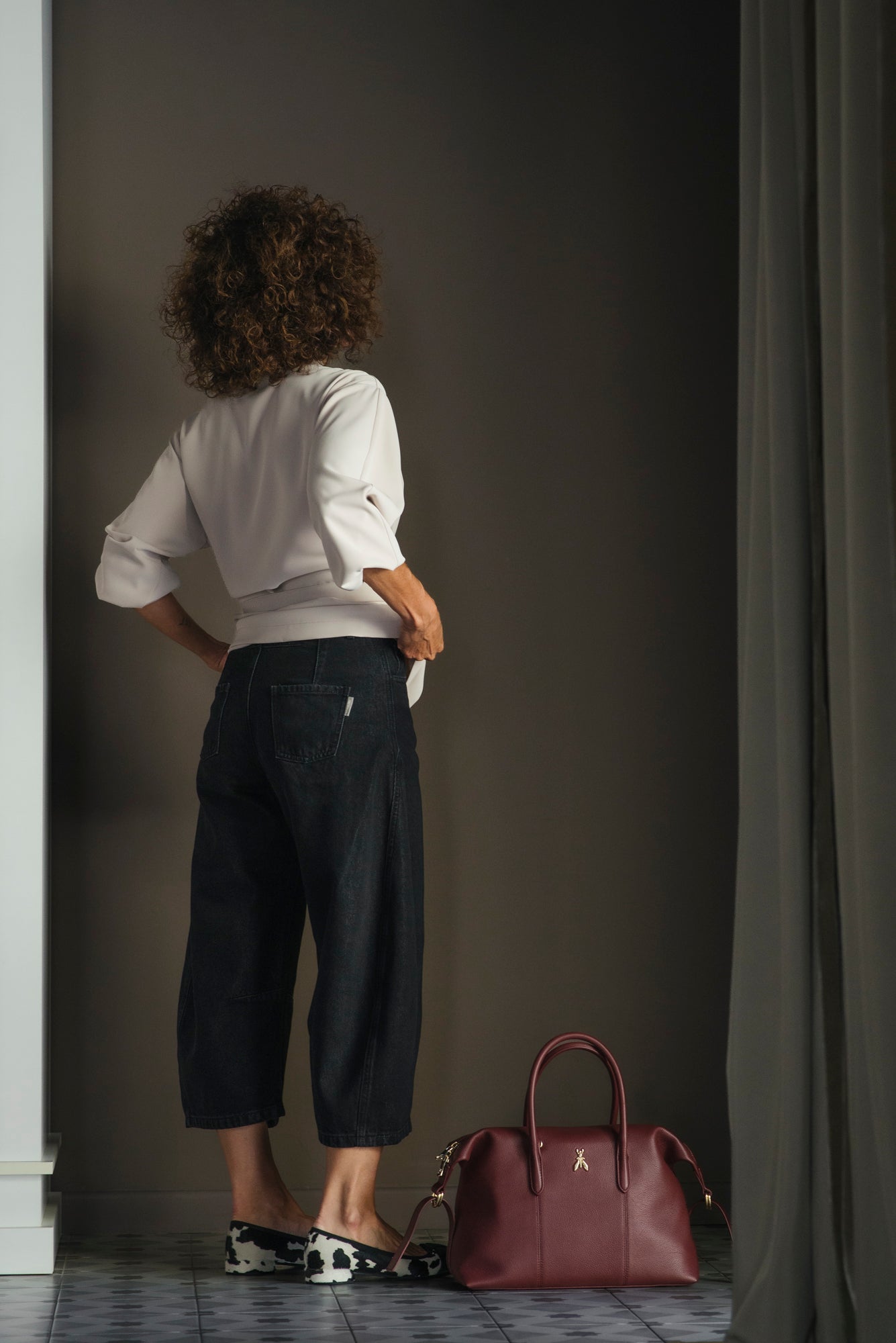 Pantalone denim cropped nero