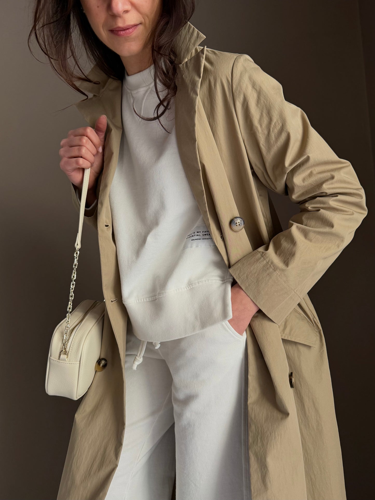 Borsa camera case in pelle wooly White