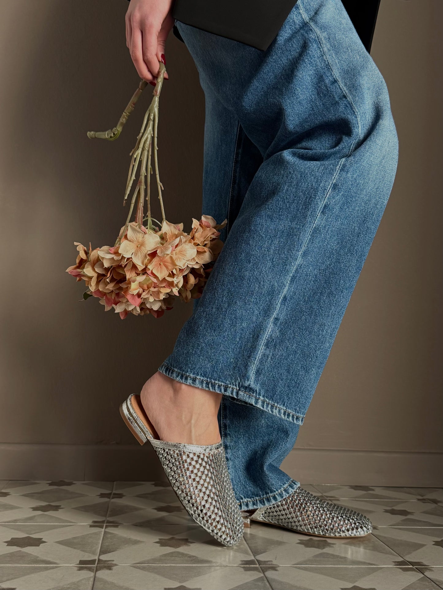 Mules flat in rete metallica