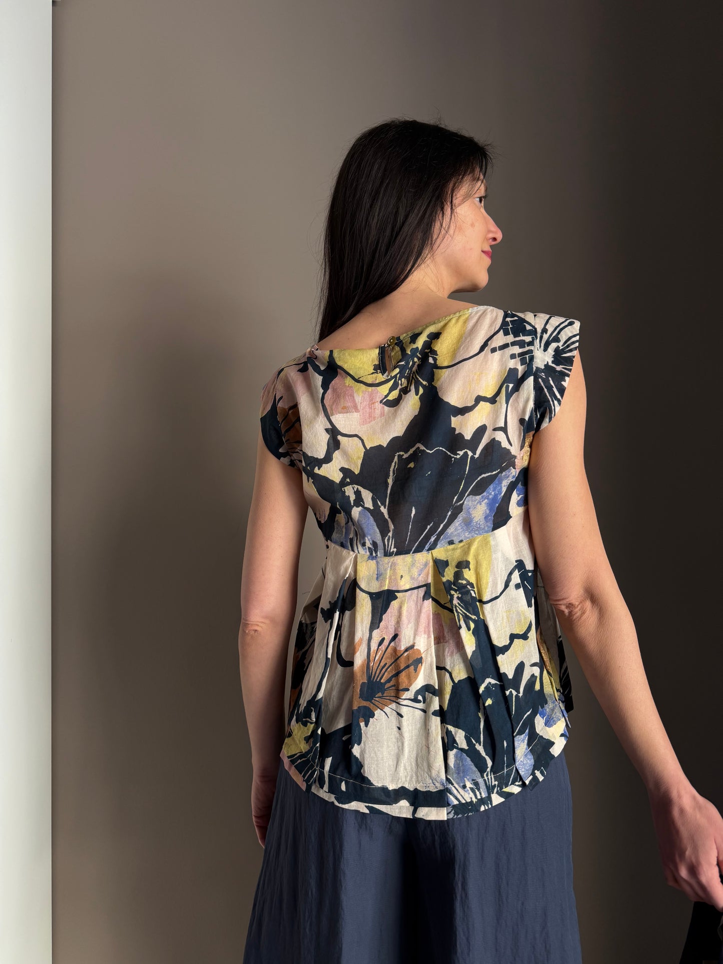 Top in bussola di cotone fantasy