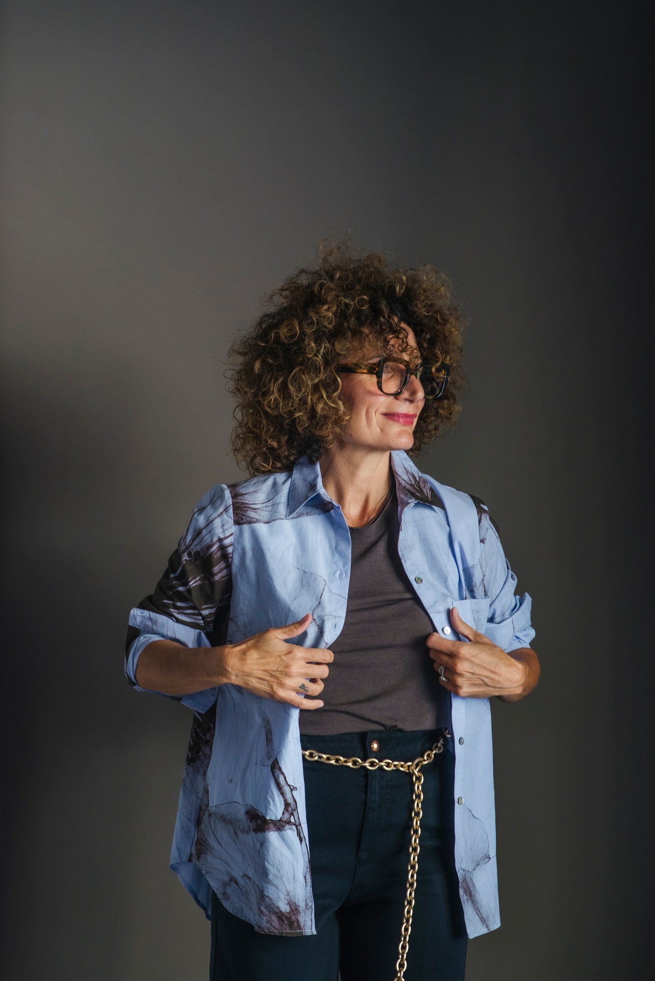 Camicia in cotone con stampa aerografo