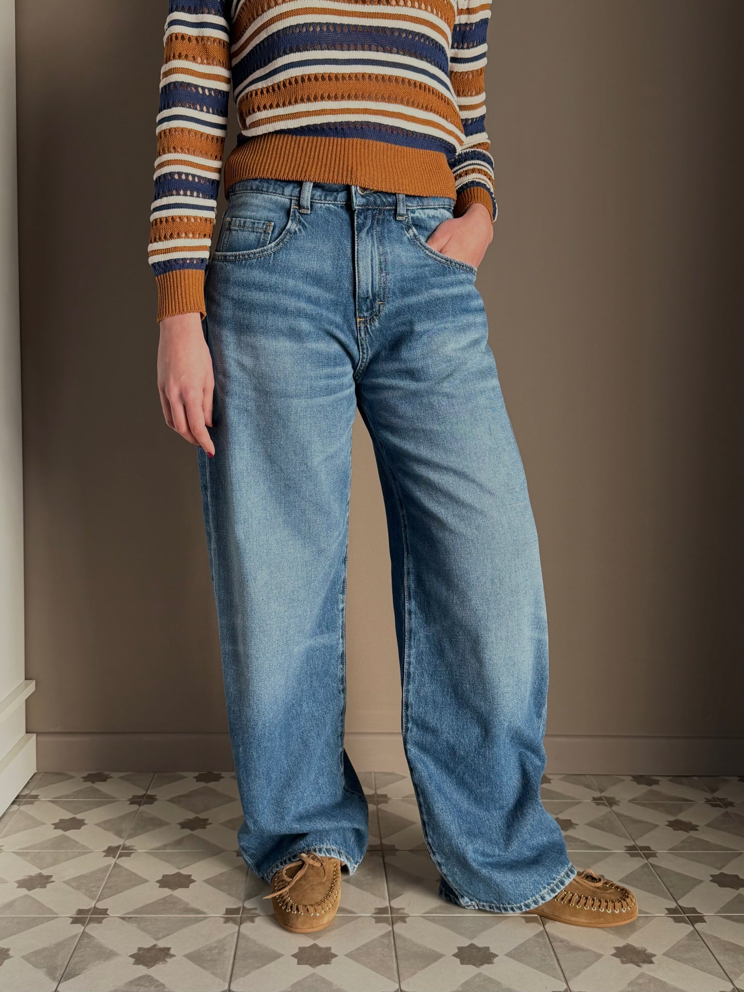 Pantalone Icon Denim modello Bea blu medio