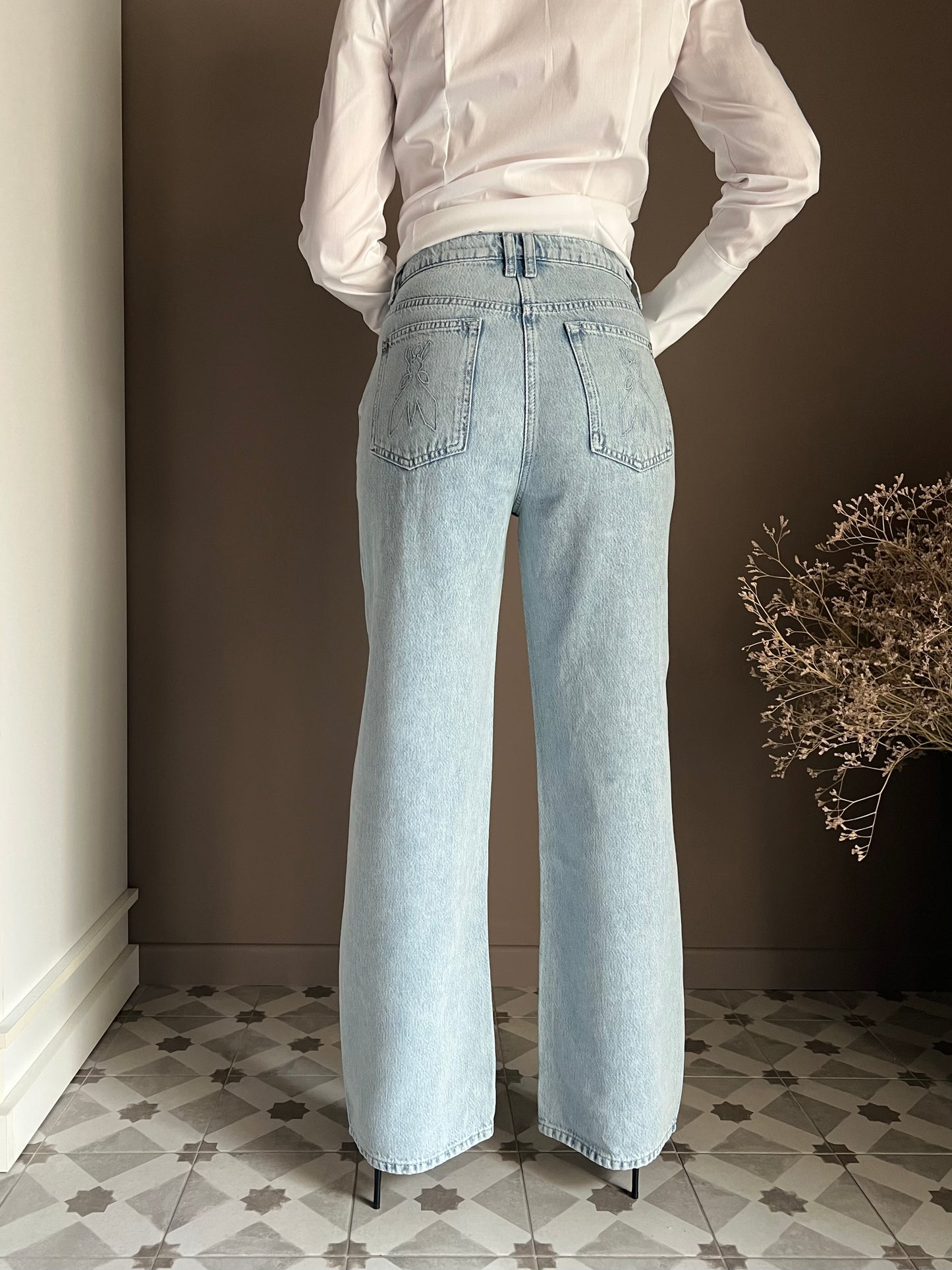 Pantalone denim wide-leg new last wash